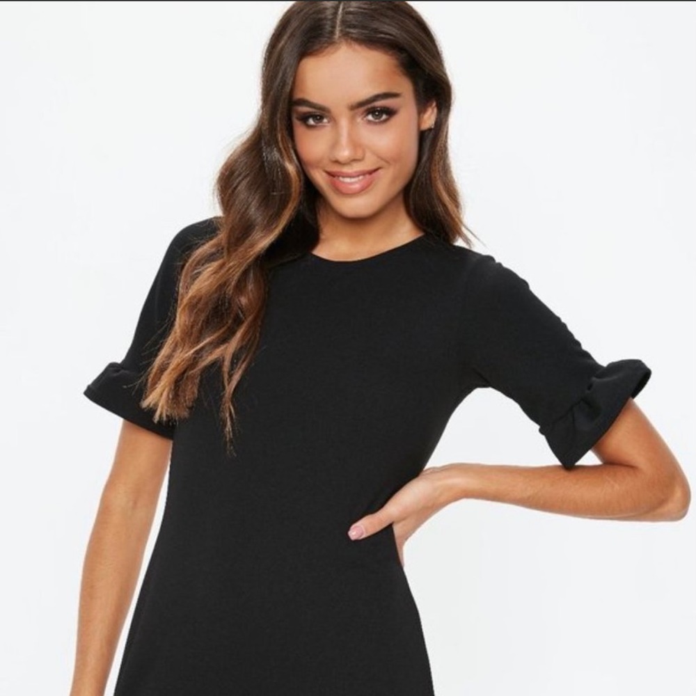 MISGUIDED Black Ruffle Mini Dress - Picture 2 of 5